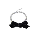 Korea Velvet Bow Flash Rhinestone Double Bracelet Net Red Female
