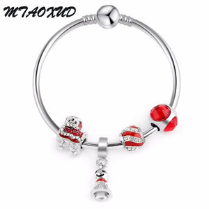 European Silver Beads Bracelet Crystal Queen Crown Bangles Bracelet for Women
