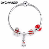 European Silver Beads Bracelet Crystal Queen Crown Bangles Bracelet for Women