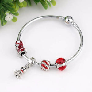European Silver Beads Bracelet Crystal Queen Crown Bangles Bracelet for Women