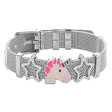 10mm Stainless Steel Mesh Bracelet DIY Unicorn Charm Bracelet