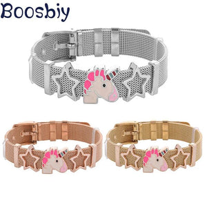 10mm Stainless Steel Mesh Bracelet DIY Unicorn Charm Bracelet