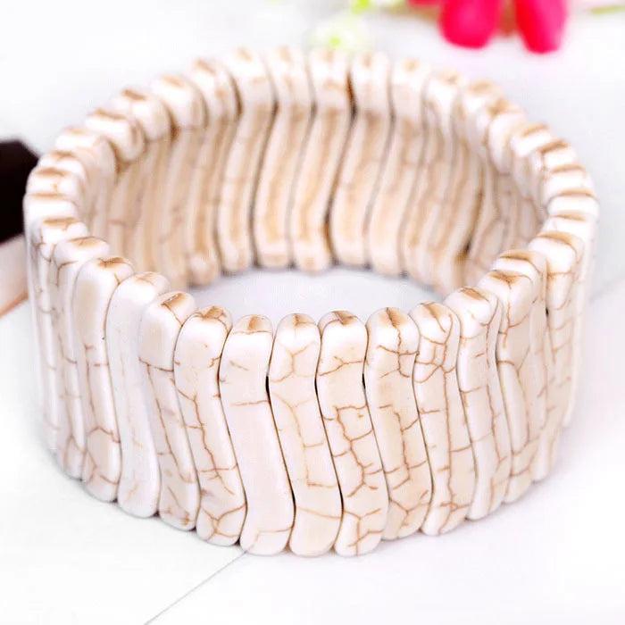 Boho Natural Stone Bracelets Elastic Bohemian Heavy Bracelet Bangle