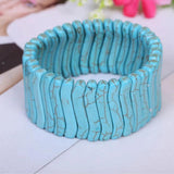 Boho Natural Stone Bracelets Elastic Bohemian Heavy Bracelet Bangle