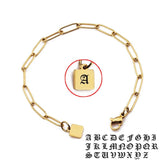 Square Charm Bracelet Stainless Steel 26 Letters Couple Jewelry
