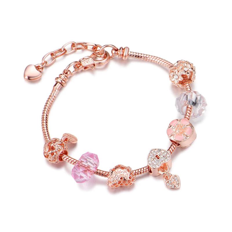 Love Extension Chain Rose Beads Rhinestone Bracelet Female Party Jewelry