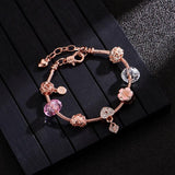 Love Extension Chain Rose Beads Rhinestone Bracelet Female Party Jewelry