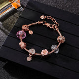 Love Extension Chain Rose Beads Rhinestone Bracelet Female Party Jewelry