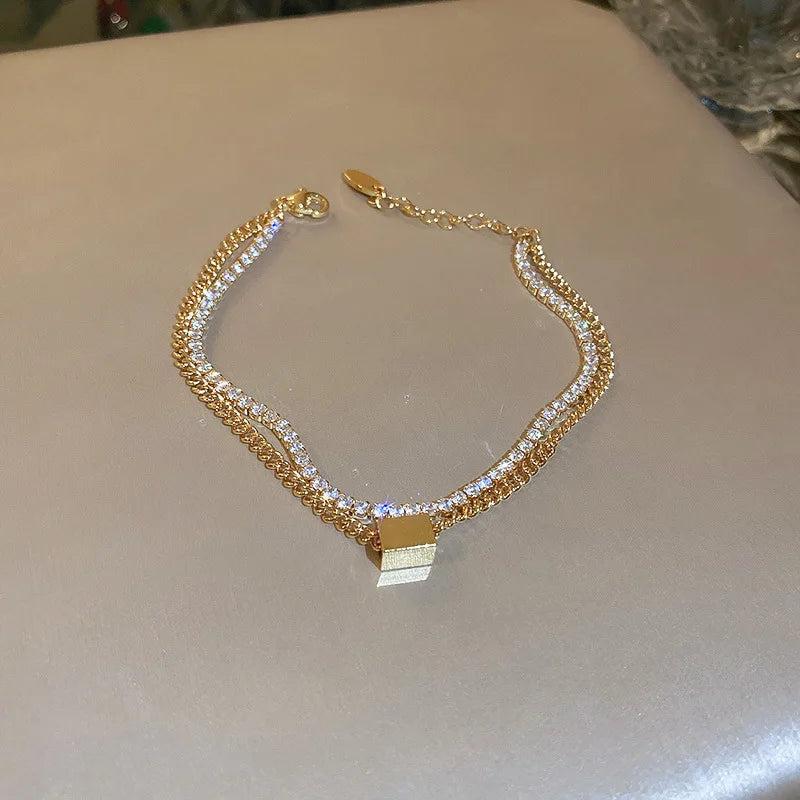 Double Layer Zircon Bracelet Women Couple