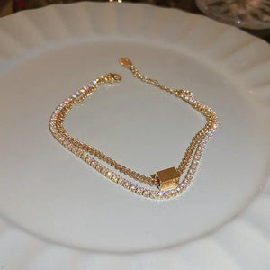 Double Layer Zircon Bracelet Women Couple