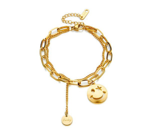 Smile Face Women's Bracelet Stainless Steel Girls Jewelry