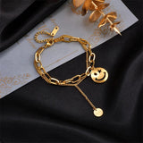 Smile Face Women's Bracelet Stainless Steel Girls Jewelry