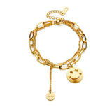 Smile Face Women's Bracelet Stainless Steel Girls Jewelry