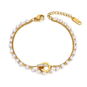 Double Layer Roman Numerals Charm Bracelet For Women