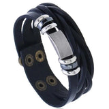 Punk Leather Cuff Bracelet Metal Charms Braided Rope Bangle