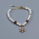 Freshwater Pearl Bracelet Flower Pendant Plated