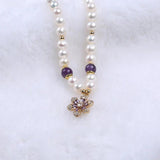 Freshwater Pearl Bracelet Flower Pendant Plated