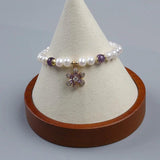 Freshwater Pearl Bracelet Flower Pendant Plated