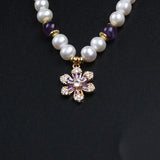 Freshwater Pearl Bracelet Flower Pendant Plated