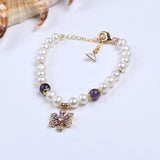 Freshwater Pearl Bracelet Flower Pendant Plated
