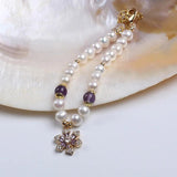 Freshwater Pearl Bracelet Flower Pendant Plated