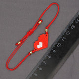Red Heart Charm Beaded Bracelet Friendship Jewelry