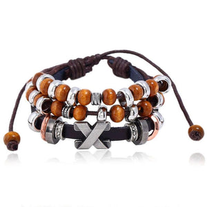 Punk Vintage X Charm Multilayer Wristbands Cuff Bracelet