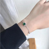 Retro Silver Plated Emerald Bracelet for Women