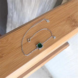 Retro Silver Plated Emerald Bracelet for Women