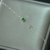 Retro Silver Plated Emerald Bracelet for Women