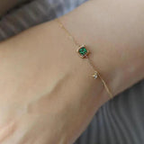 Retro Silver Plated Emerald Bracelet for Women