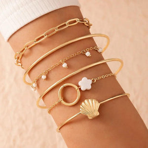 Geometric Flower Ring Bracelet Street Style Lady Temperament