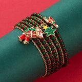 Christmas Tree Socks Cane Beaded Bracelet for Women