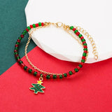 Christmas Tree Socks Cane Beaded Bracelet for Women