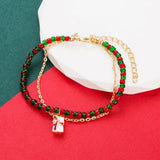 Christmas Tree Socks Cane Beaded Bracelet for Women