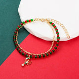 Christmas Tree Socks Cane Beaded Bracelet for Women