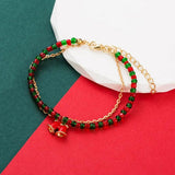 Christmas Tree Socks Cane Beaded Bracelet for Women