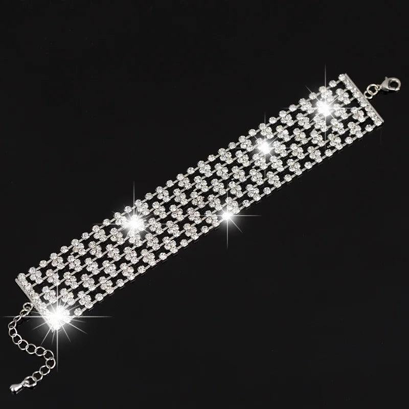 Star Rhinestone Crystal Silver Bracelet B057