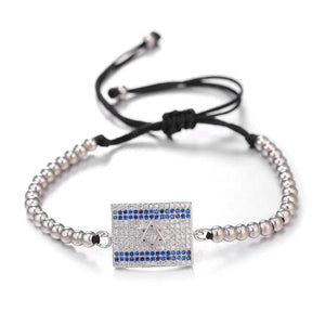 Red Rope Beads CZ Rhinestone Flag Bracelets for Men Women