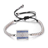 Red Rope Beads CZ Rhinestone Flag Bracelets for Men Women