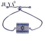 Red Rope Beads CZ Rhinestone Flag Bracelets for Men Women