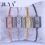 Red Rope Beads CZ Rhinestone Flag Bracelets for Men Women