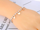 Bohemia Stainless Steel CZ Crystal Simulated Pearl Heart Charm Bracelet