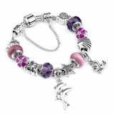 Vintage Silver Plated Bangle with Tree of Life Pendant & Pink Crystal Ball