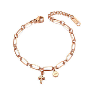 316L Stainless Steel Cross & Love Charm Bracelets For Women