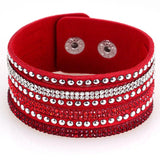 Miasol Wild Velvet Leather Pave Crystal Bling Wrap Adjustable Bracelet