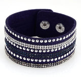 Miasol Wild Velvet Leather Pave Crystal Bling Wrap Adjustable Bracelet