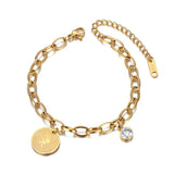Stainless Steel Bohemia Beach Chain Bracelet CZ Crystal Charm VB20113