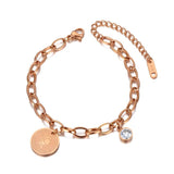 Stainless Steel Bohemia Beach Chain Bracelet CZ Crystal Charm VB20113