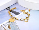 Stainless Steel Bohemia Beach Chain Bracelet CZ Crystal Charm VB20113